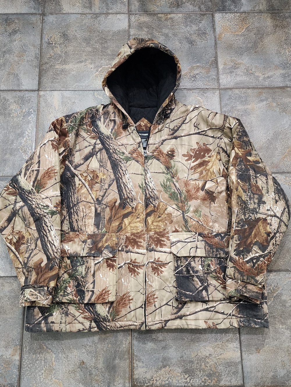 Realtree Men’s 2XL Y2K Hooded Full Zip Quilted Lined AP Camo Hunting Jacket